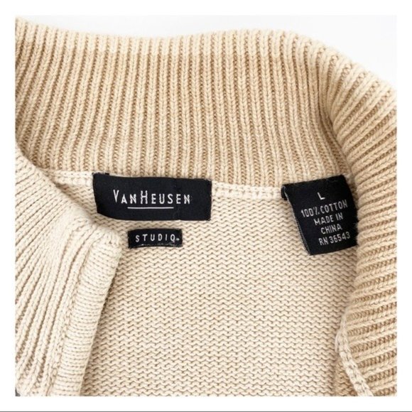 Van Heusen Studio Quarter Zip Argyle Sweater Large - Picture 3 of 7